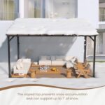 VONZOY 10' x 14' Gazebo, Hardtop Wall Mounted Lean to Gazebo Pergola for Patio, Large Aluminum Pergola Awnings for Decks, Patio, Backyard, Porch - Image 3