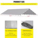 DWALE 10 x 20 Ft Carport,Replacement Canopy Cover Garage Top Tent Shelter Tarp,Grey with 48 Ball Bungee Cords Waterproof & UV Protected (Only Tarp Cover, Frame Not Include) - Image 2