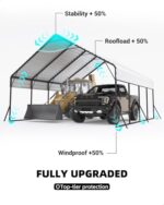 Garveelife 20'x20'x13' Metal Carport for 2 Cars, Heavy Duty Steel Frame for All Weather, Permanent Shelter for Boats, Full-Sized Pickup Trucks, and Tractors, N.W. 800 Lbs - Image 8