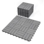 Interlocking Deck Tiles 12"x12"x0.94'' Gray Acacia Wood Patio Decor Flooring Tiles-Interlocking FSC Wood Flooring Squares Tile-Home Decor Floor Wood Tiles. Fresgard Brand Name 10pcs Pack - Image 2