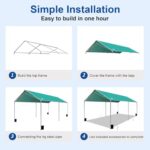 Carport Canopy 10'x20' Heavy Duty Carport, Waterproof & UV Protected Garage Top Tarp Shelter Cover with Reinforced Steel Cables, Outdoor Portable Garage for Car, Boat Tent, Green - Image 7