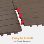 VINGLI Interlocking Deck Tiles, Anti-Slip Plastic Tiles for All Weather, Outdoor/Indoor Flooring for Patio, Porch, Poolside, 27 Pcs 11.4” x 11.4” (Light Coffee) - Image 4