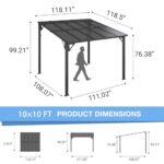 AirWire 10x10 FT Gazebo, Pergola Awnings for Patio with Hardtop Gazebos on Clearance, Patio Covers for Shade and Rain, Lean to Gazebo Sunroom Patio Canopy Outdoor Pergolas for Patios,Decks,Backyard - Image 6