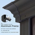 PURPLE LEAF 10' X 12' Permanent Hardtop Gazebo Aluminum Gazebo with Galvanized Steel Double Roof for Patio Lawn and Garden, Curtains and Netting Included, Grey - Image 7