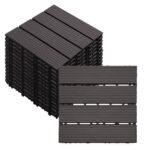 Interlocking Deck Tiles, 12 PCS Outdoor Patio Flooring, 12"x12" Interlocking Decking Tile Outdoor All Weather Use, Waterproof Patio Pavers for Pool Balcony Backyard Porch, Coffee