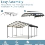 VIWAT Carport 12x20 FT Metal Carport with Enhanced Base Outdoor Heavy Duty Garage Galvanized Car Shelter for Pickup, Boat, Car and Tractors - Image 7
