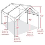 Caravan Canopy Powder Coated Heavy Duty Steel Frame Pop Up Carport with 6 Steel Stakes for Outdoor Activities and Events, White - Image 6