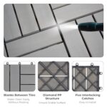 Interlocking Deck Tiles 12"x12"x0.94'' Gray Acacia Wood Patio Decor Flooring Tiles-Interlocking FSC Wood Flooring Squares Tile-Home Decor Floor Wood Tiles. Fresgard Brand Name 10pcs Pack - Image 5