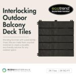 EcoTrend 24-Pack 12”x12” Interlocking Deck Floor Tiles, Slate Black – Rubber & Plastic Outdoor Flooring for Patio, Porch, Balcony, Pool Area, Garden, Garage or Backyard – Modular Decking Grid Panels - Image 2