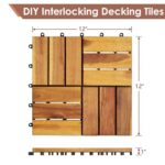 PrimeZone 54 PCS Solid Acacia Wood Interlocking Patio Deck Tiles - 12" x 12" Indoor Outdoor Waterproof Flooring Tiles for Balcony, Backyard & Poolside, All Weather Use, Natural Wood, Checker - Image 2