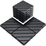 VANCASTLE Interlocking Floor Tiles, 12" x 12" Outdoor Flooring，All-Weather Waterproof Deck Tiles for Patio/Poolside/Garage/Gym, 1 Sq Ft Coverage per Tile, Easy to Install, Dark Grey/9 Pack