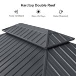 PURPLE LEAF 10' X 12' Gazebo Outdoor Aluminum Gazebo with Heavy Duty Galvanized Steel Double Roof for Patio Backyard Deck, Netting and Curtains Included, Grey - Image 7