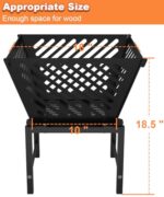 Mondazie Outdoor Fire Pit — 17 Inch Portable with Storage Bag for Camping, Patio Heating, Picnic and BBQ, Trapezoid Diagonal Hollow, Black - Image 6