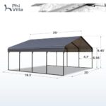 PHI VILLA 2 car Metal Carports 20 x 20 ft Carport with Galvanized Steel Roof, Sturdy Heavy Duty Metal Carport for Cars, Boats, and Tractors - Image 6
