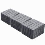 30 PCS Interlocking Deck Tiles, Solid Wood Patio Flooring Outdoor Waterproof, 12"x12"x0.8" Acacia Wood Tiles, Patio Tiles for Garden,Porch,Balcony,Poolside（Spiral & Grey