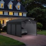 Benass 10x15 Metal Carport, Galvanized Steel Roof Car Port with Remvoable Polyethylene Sidewalls - Image 7