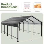 Shintenchi 11.5x20 FT Metal Carport, Enhanced Base Oversized Garage Carports,Outdoor Galvanized Shelter,Heavy Duty Carport Canopy with Steel Roof and Frame, for Car, Boats and Tractors - Image 2
