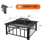 Zorestar 3 in 1 Metal Square Firepit (31.8"Dx31.8"Wx12.5"H-In) - Heavy-Duty & Portable BBQ Stove with Screen Cover & Poker - Wood Burning and Drink Cooling Fire Pit for Patio, Bonfire, Backyard, Deck - Image 5
