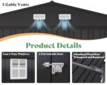 AMERLIFE 13.2x21x8 FT Outdoor Metal Garage Shed, Extra Large Storage Shed with Double Hinged Doors, 4 Windows, Carport for Car, Truck, Motorcycle and Lawn Equipment, Dark Grey - Image 6