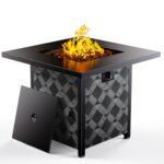 Ciays 32Inch Propane Fire Pit Table, 50,000 BTU Outdoor Gas Fire Pit Table CSA-Certified for Outside Patio with Removable Lid and Lava Rocks, Add Warmth and Ambience to Parties, Backyard, Garden
