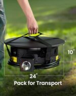 Ciays Large Propane Fire Pit 24 Inch, Gas Fire Pit with Grill Grate, Folding Legs, Hose Hooks, Propane Tank Holder, Cover & Carry Strap, CSA Certified Portable Outdoor Fire Pit for Camping, 58,000 BTU - Image 7