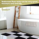Tinideya 50 Pcs Drainage Interlocking Floor Tiles, 12'' x 12'' Soft TPE Non Slip Shower Floor Tiles for Pool Bathroom Shower Balcony Patio Locker Room Basement Stairs(Black and White) - Image 5