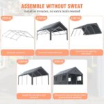 Car Ports 12x20 Heavy Duty,Carports with Sidewalls,Carport Canopy All Weather,Gray - Image 7