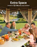 Pop Up Gazebo 13x13 ft, Outside Canopy Tent with 6 Pcs Mosquito Netting, One Push Setup for Backyard Patio Garden Activities - Khaki & Beige - Image 2