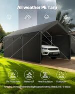 VEVOR Upgraded 10x20 FT Heavy Duty Carport Canopy with Roll-up Windows, All-Season Portable Garage with Removable Sidewalls & Doors, 12 Stakes & 12 Ropes, Car Tent for Car, Truck, Boat, Equipment - Image 7