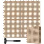 Drydiet 8 Pack Drainage Tiles Modular Interlocking Floor Tiles with 1 Pc Plastic Hammer 12" x 12" Cushion Mat Non Slip Rubber Floor mat with Holes for Pool Bathroom Deck Kitchen Patio (Beige)