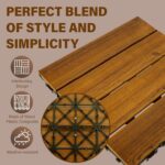 10-Pack 12"x12" Interlocking Acacia Wood Deck Tiles – 4 Slats Waterproof Outdoor Flooring for Patio, Balcony & Backyard - Image 2