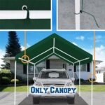 Vanteriam 12'x20' Upgraded Carport Replacement Top Canopy Cover for Car Garage Shelter Tent Party Tent with Ball Bungees Green (Only Top Cover, Frame is not Included) - Image 5