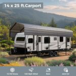 GREEN PARTY 14 x 25 ft Metal RV Carport Kits with Galvanized Steel Roof, Heavy Duty 2 Car Outdoor Car-Shed Canopy, Car Tent Metal Garage Shelter for RV, SUV, Truck, Tractors and Boats, Gray - Image 6