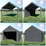 Carport 10x20ft Heavy Duty Canopy Storage Shed,Portable Garage Party Tent,Portable Garage with Removable Sidewalls & Doors All-Season Tarp for Car,Truck,Party SNC24# (N/BG) - Image 3