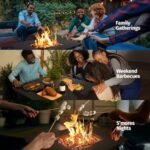 EAST OAK 28" Upgraded Outdoor Fire Pit Table | 52,000 BTU Fire Pit Table for Outside with Magnetic Lid | Storage Basket & Lava Rocks | CSA Certified for Patio, Garden & Backyard | Black - Image 4