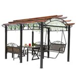 MARURY Outdoor Brown Modern Courtyard Pavilion, Wood Swing Grape Shelf, Villa Canopy, Garden Sunshade, Activity Tent