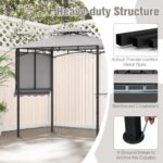 Tangkula 11x5 FT Grill Gazebo with Side Awning, 2-Tier Barbecue Gazebo with 2 Shelves, 12 Hanging Hooks, Bottle Opener, Outdoor Grill Canopy for Backyard Garden Poolside (Grey) - Image 4