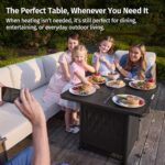 EAST OAK 28" Upgraded Outdoor Fire Pit Table | 52,000 BTU Fire Pit Table for Outside with Magnetic Lid | Storage Basket & Lava Rocks | CSA Certified for Patio, Garden & Backyard | Black - Image 5