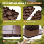 76 Pack Interlocking Deck Tiles, 11.42"x11.42" (68.80 Sq.Ft), 3D Wood Grain Plastic, Waterproof All-Weather Anti-Slip Outdoor Flooring, Easy-Snap Patio Balcony Backyard Garden Tiles, Brown - Image 4