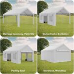 13x20FT Portable Garage, 13'x20' Carport Heavy Duty, Galvanized Frame & 180 g PE Waterproof Canopy, with 4 Doors (Included 2 Side Doors), and 4 Windows, for Pickup Truck, and Boat - Image 2