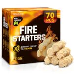 Hosoote 70 pcs Fire Starter - Natural Fire Starters for Fireplace, Pellet Stove & Wood, Campfires, BBQ, Pizza Oven, Fire Pit, Smoker - Fire Starters for Grill, Charcoal Fire Starter for Grill