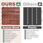 PrimeZone 27 PCS Solid Acacia Wood Interlocking Deck Tiles - 12" x 12" Waterproof Indoor Outdoor Patio Flooring Decking Tiles for Balcony, Backyard & Poolside, All Weather Use, Brown - Image 5