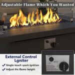 Kurapika Patio Furniture Set 10-Piece Aluminum Sectional Sofa with Armrest, Modern Outdoor Conversation Set w/55000 BTU Propane Fire Pit Table, Metal Corner Sofa with Ottoman, Navy Blue - Image 6