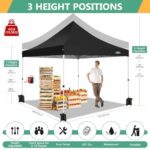 COBIZI 10x10 Easy Pop Up Canopy Tent, Instant Commercial Outdoor Gazebo with 4 Sidewalls, Waterproof and UV Protection 50+ Event Shelter for Camping, Family Parties & Patio with 4 Sandbags,Black - Image 5