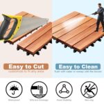 PrimeZone 27 PCS Solid Acacia Wood Interlocking Deck Tiles - 12" x 12" Waterproof Indoor Outdoor Patio Flooring Decking Tiles for Balcony, Backyard & Poolside, All Weather Use, Natural Wood - Image 8