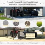 MUPATER 20' x 20' Heavy Duty Carport for Garage, Outdoor Metal Carport Canopy, Car Garage Shelter with Innovative Assembly Metal Roof and Frame for Vehicle, Boat, Truck,Grey - Image 2