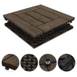 Yaheetech 27PCS Wooden Flooring Patio Deck Tiles Interlocking Tiles Patio Solid Wood and Plastic Indoor&Outdoor 12 x 12in Dark Brown - Image 5