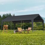 10x20 FT Heavy Duty Carport, Outdoor Portable Car Canopy Garage, Galvanized Steel Frame, UV-Resistant Waterproof PE Tarp Shelter for Vehicles, Boats, RVs, Driveway Carport, Gray - Image 8