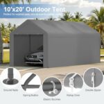 Kecreque Carport 10x20 Heavy Duty Portable Garage w/Removable Sidewalls & Roll-Up Door Car Canopy Party Tents Waterproof UV Resistant All Weather Car Port for Trucks,Boats(Grey) - Image 2