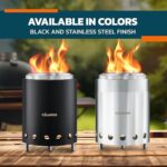 CAMPIOR Wood Burning Fire Pit Stove with Black Exterior - Smokeless Outdoor Stove for Efficient Wood Fires, Camping, and Gatherings, Stainless Steel with Removable Ash Pan, Stand and Carry Bag - Image 7